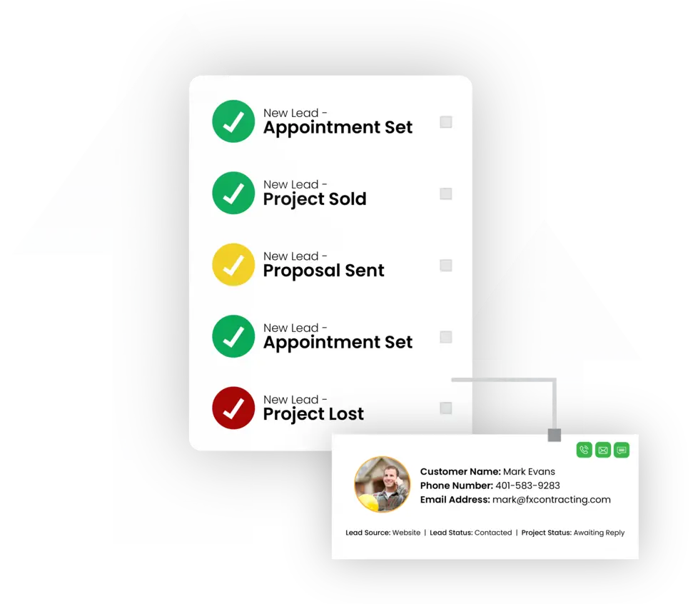 A CRM style dashboard web design for a home service business showing more leads after working with BlueMarket Systems